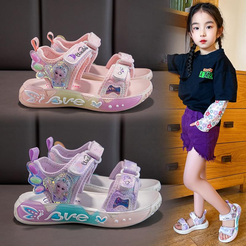 Girls shoes 2025 summer new children's Princess Elsa shoes soft sole non-slip boys' student shoes sports beach sandals