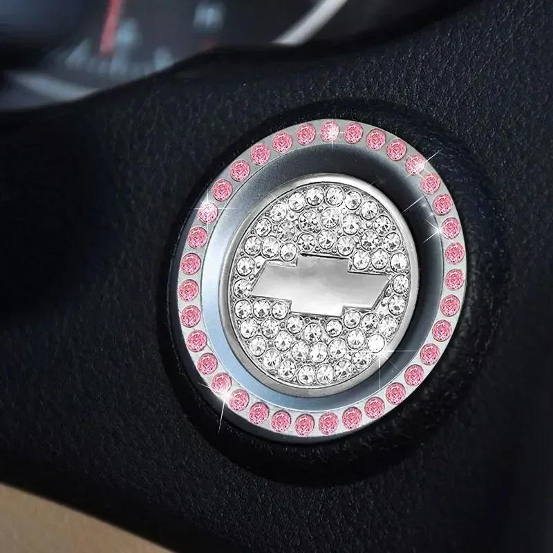 One-Click Start Decoration Cover Diamond Stickers Accessories for Chevrolet Spark Sonic Camaro Volt Bolt Trax Malibu Cruze 2 3 4