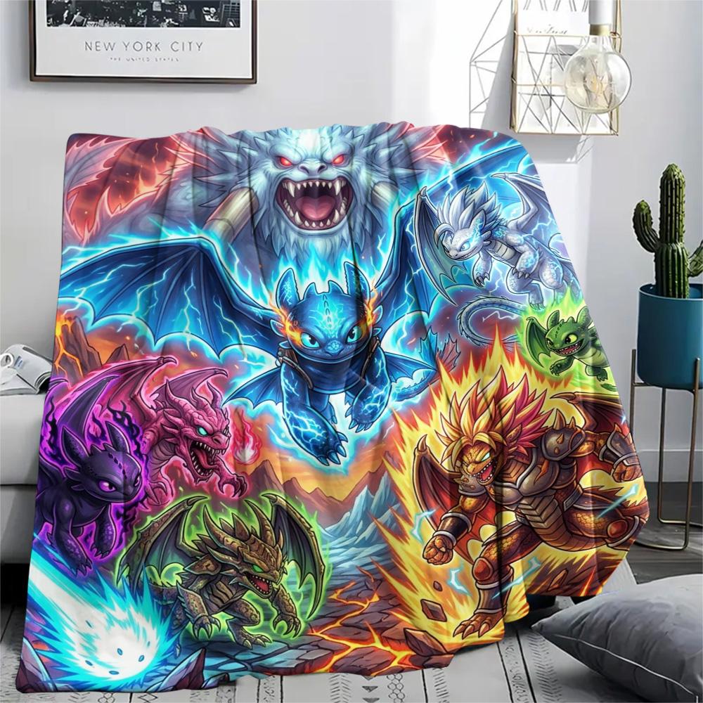 Toothless Night Fury Print Cozy Comfortable Flannel Blanket Warm for Indoor Bedroom Beds Picnics Travel.-TING