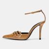 Scarpe Décolleté Marroni con Fibbia a Fascia Stretta Decorate Donna Moda Punta Acuta Cinturino alla Caviglia Tacco Sottile Scarpe di Designer Eleganti Scarpe da Sera