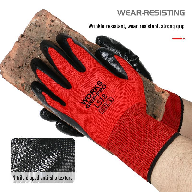 Ölbeständige, nitrilbeschichtete wasserdichte Bauhandschuhe – Verschleißfeste, rutschfeste Schutzarbeitshandschuhe
