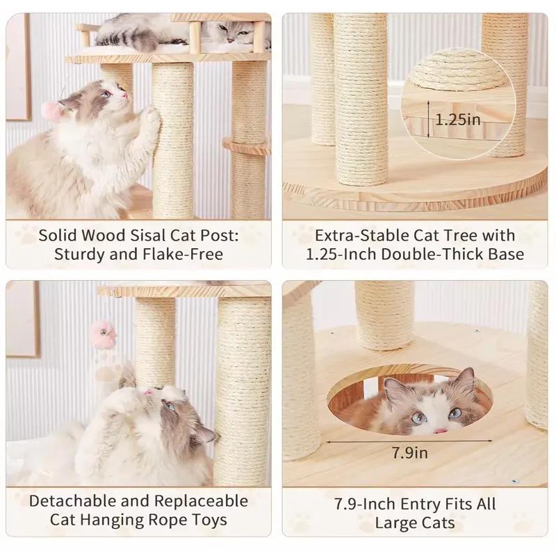 Best Selling Classic Wooden Cat Furniture for Indoor Use Climbing Frame Cat Tree Scratcher Tower Eco Friendly Durable