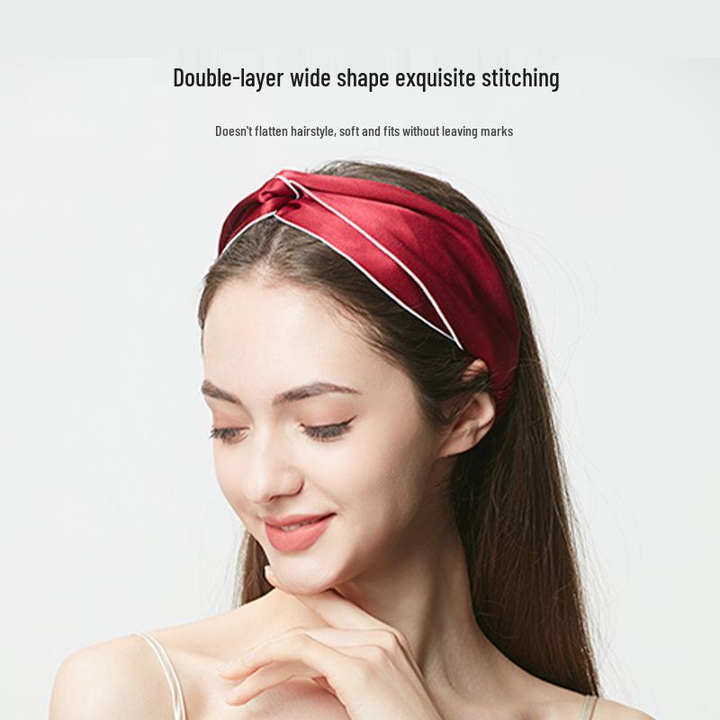 19 Momme Double Layer Silk Headband - 100% Mulberry Silk Hairband for Women, Perfect for Face Washing and Hair Styling