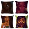 Beautiful Black Women Africa Girl Pillow Case Polyester Decor Colorful Cartoon Cushion Cover For Sofa Car Home Pillowcase 45X45
