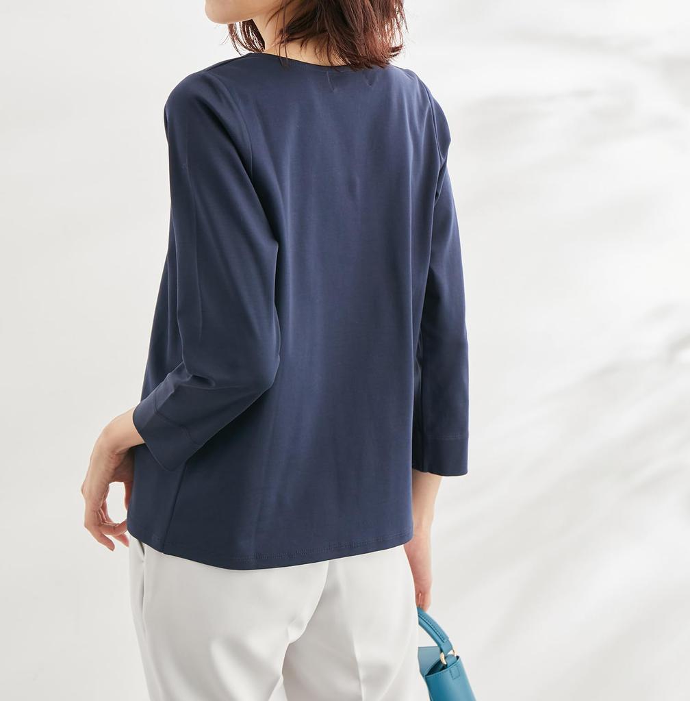 ROPE PICNIC Ponte Navy Size 40 Women's Gold-Patterned Top, (GDM13100),
