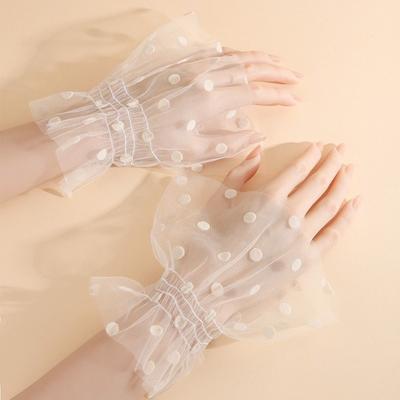 Manche Évasée Élastique Tulle Plissé Manches Fausses Poignets Faux Élégants Pois Affichage Nail Art