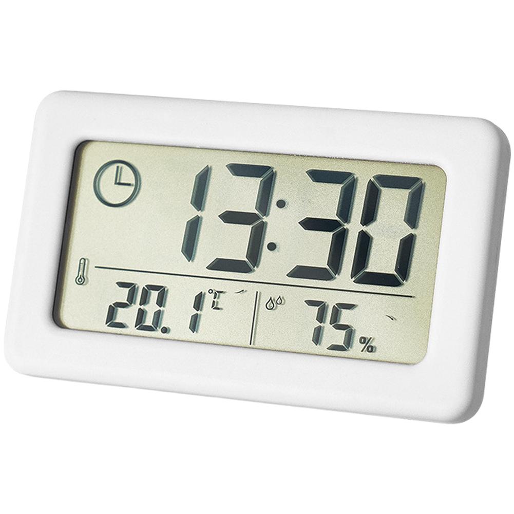 Compact LCD Digital Clock With Date, 12/24 Hour Format, Temperature And Humidity Display, Digital Alarm Clock белый