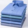 2025 Summer Men's Breathable Non-Iron Plaid Long Sleeve Shirt for Middle-Aged Dads