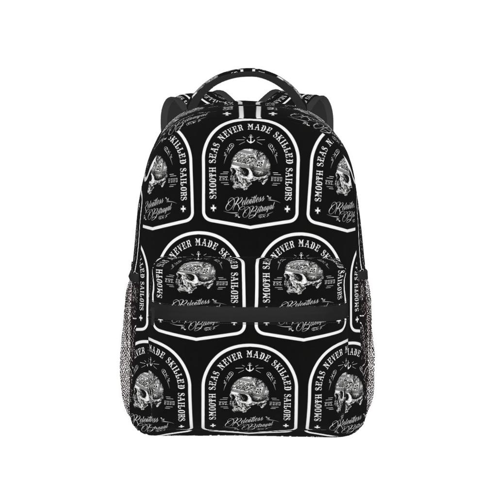 Ein ruhiger Ozean macht nie einen erfahrenen Seemann Totenkopfmuster Rucksack Schüler Junge Mädchen BuchTasche Schultasche Umhängetaschen für Männer Frauen