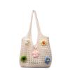 Cotton Woven Beach Bag With Floral Pattern For Summer Vacation And Daily Use