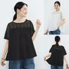 Summer Large Size Solid Color Lace Short-sleeved Shirt Top Stitching T-shirt Loose Temperament Doll Shirt