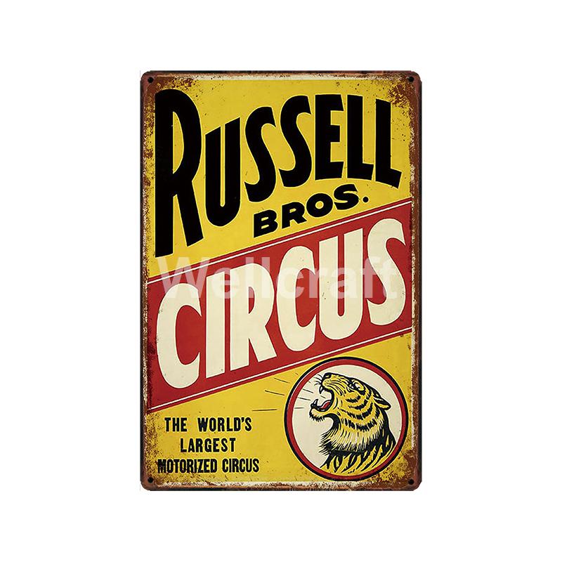 [ WellCraft ] Circus Lion Elephant Tiger Clown Horse Metal Sign Vintage Painting Decor  LT-1899