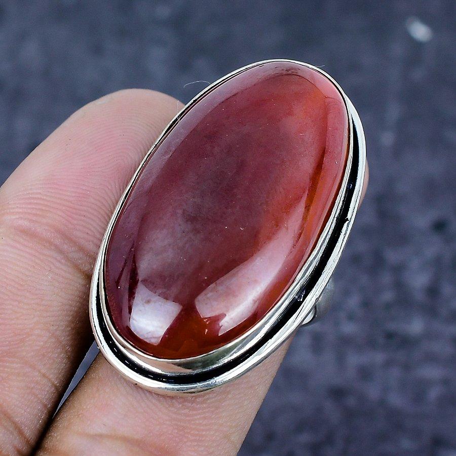 Carnelian Gemstone 925 Sterling Silver Jewelry Ring Size 7