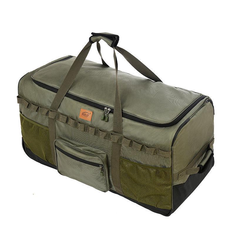Khaki Multifunctional Wheeled Camping Backpack and Storage Bag - Large Capacity for Men