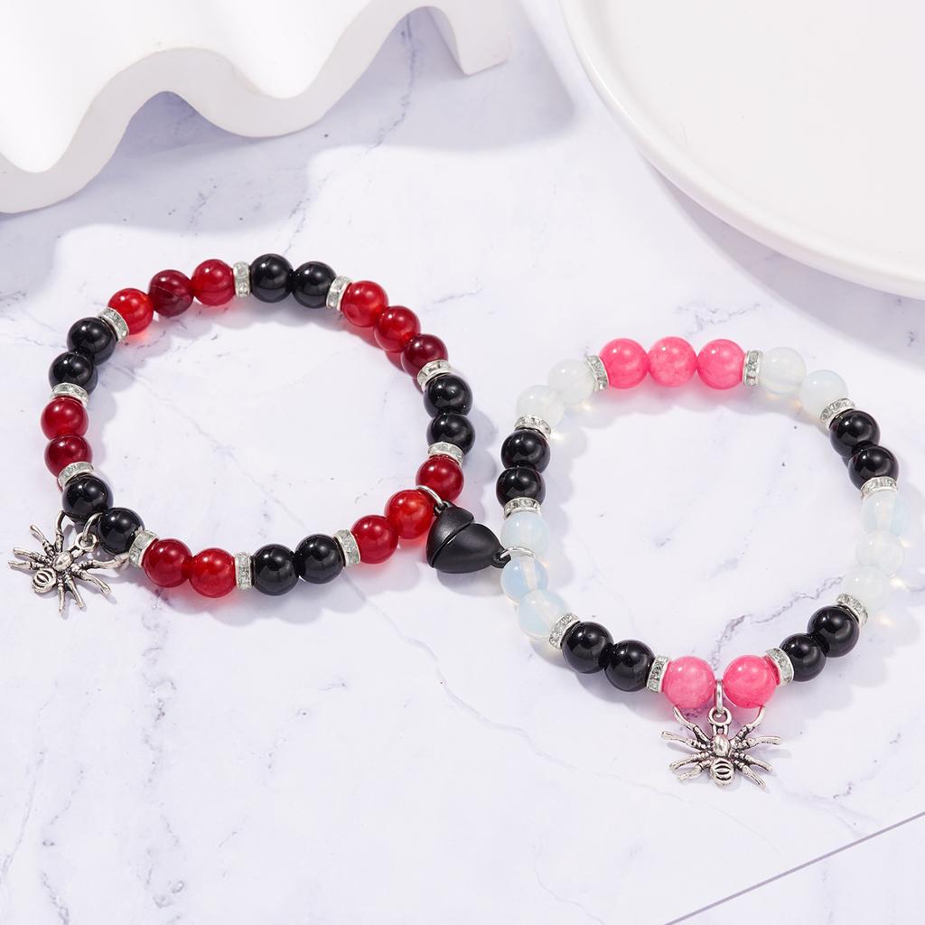 2P Halloween Couple Fashion Personality Spider Bead Elastic Bracelet Bracelet Date Travel Banquet Party Holiday Dressing Gift