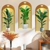 3Pcs  Plant Flower Wall Sticker Set DIY Crown Glass Decals for Living Room Bedroom Wedding Decor Self-Adhesive Refrigerator Stickers