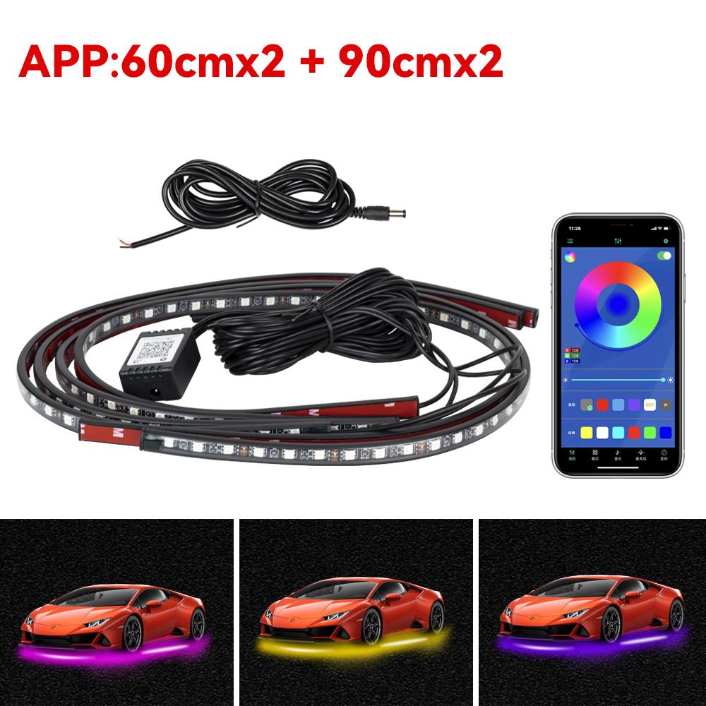 

Neon LED RGB Car Underglow Bottom Light Remote/APP Control Flexible Waterproof LED Strip Car Underbody Light Decorative Lamp