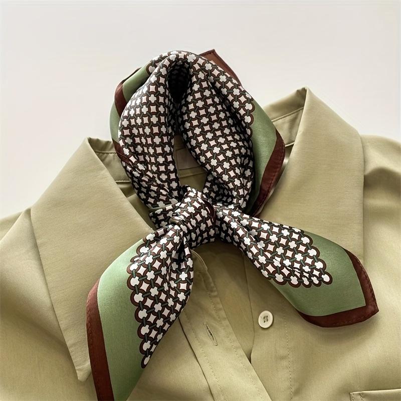 Round Ring Print Square Scarf Luxury Soft Satin Thin Breathable Neck Scarf Elegant Style Sunscreen Bandana For Women