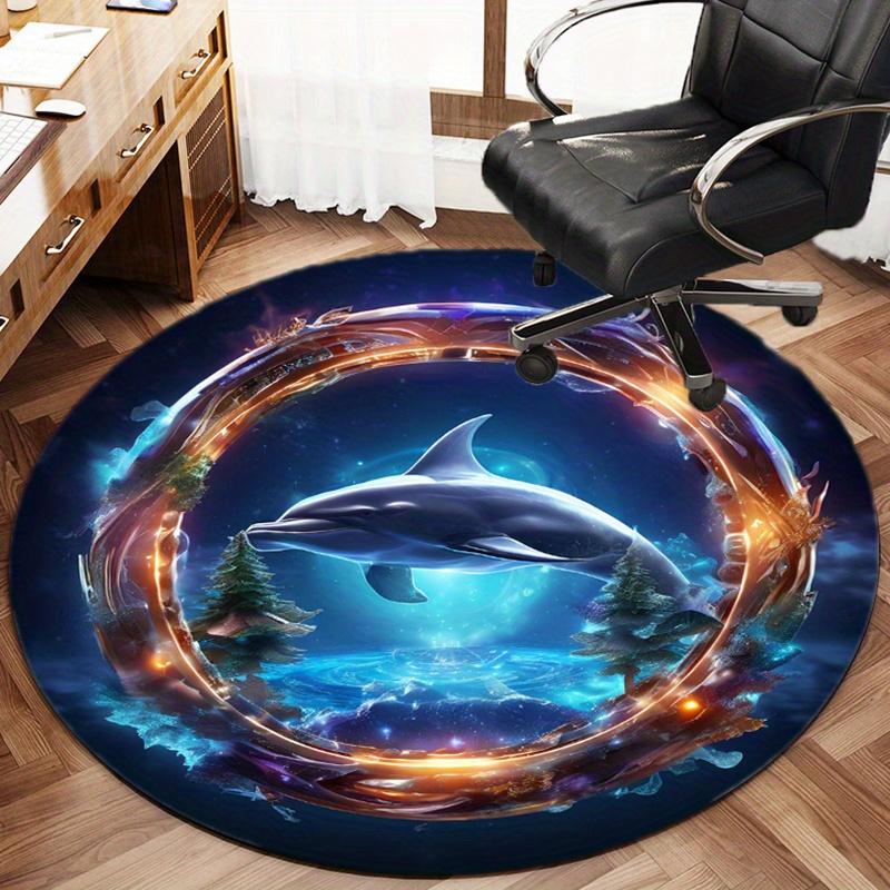 Dolphin Spacetime Dream Round Rug Nonslip Area Rug Office Chair Mat Carpet For Living Room Bedroom Home Decor