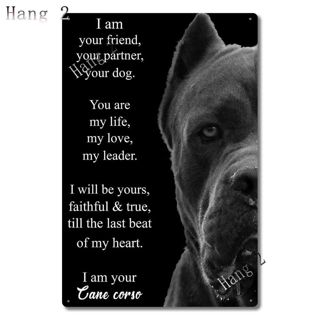 Amantes de Cães Cane Corso Pôster Personalizado do Ano Cão Cane Corso Companhia de Café Decoração de Casa Sinal de Metal para Banheiro Placa de Arte para Casa 8x12 Polegadas