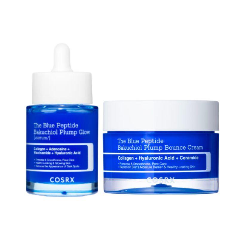 COSRX The Blue Peptide Bakuchiol Plump Glow Serum 50ml + The Blue Peptide Bakuchiol Plump Bounce Cream 50g Anti-Aging Skincare Set 1set