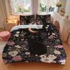 3pcs Creative Black Cat Flowers Starry Sky Pattern Bedding Three-Piece Set (1 Cover + 2 Pillowcases, No Fillings), This Printed Bedding Set