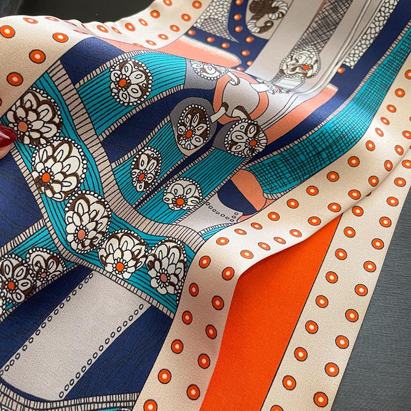 Seidener Halstuch Schal für Damen Luxusband Skinny Design Satin Handgelenk-Wickel Stirnband Foulard Stola Haarbänder Accessoire