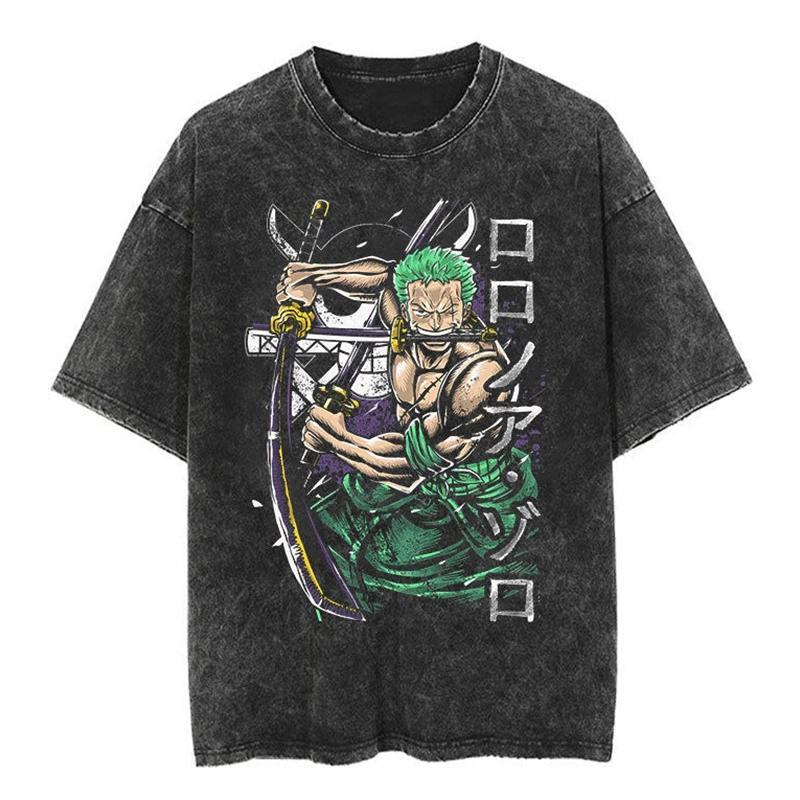 New ONE PIECE Nika Form Luffy Anime High Quality TShirt Men and Women Cotton Vintage Washed Print Retro Streetwear Tops