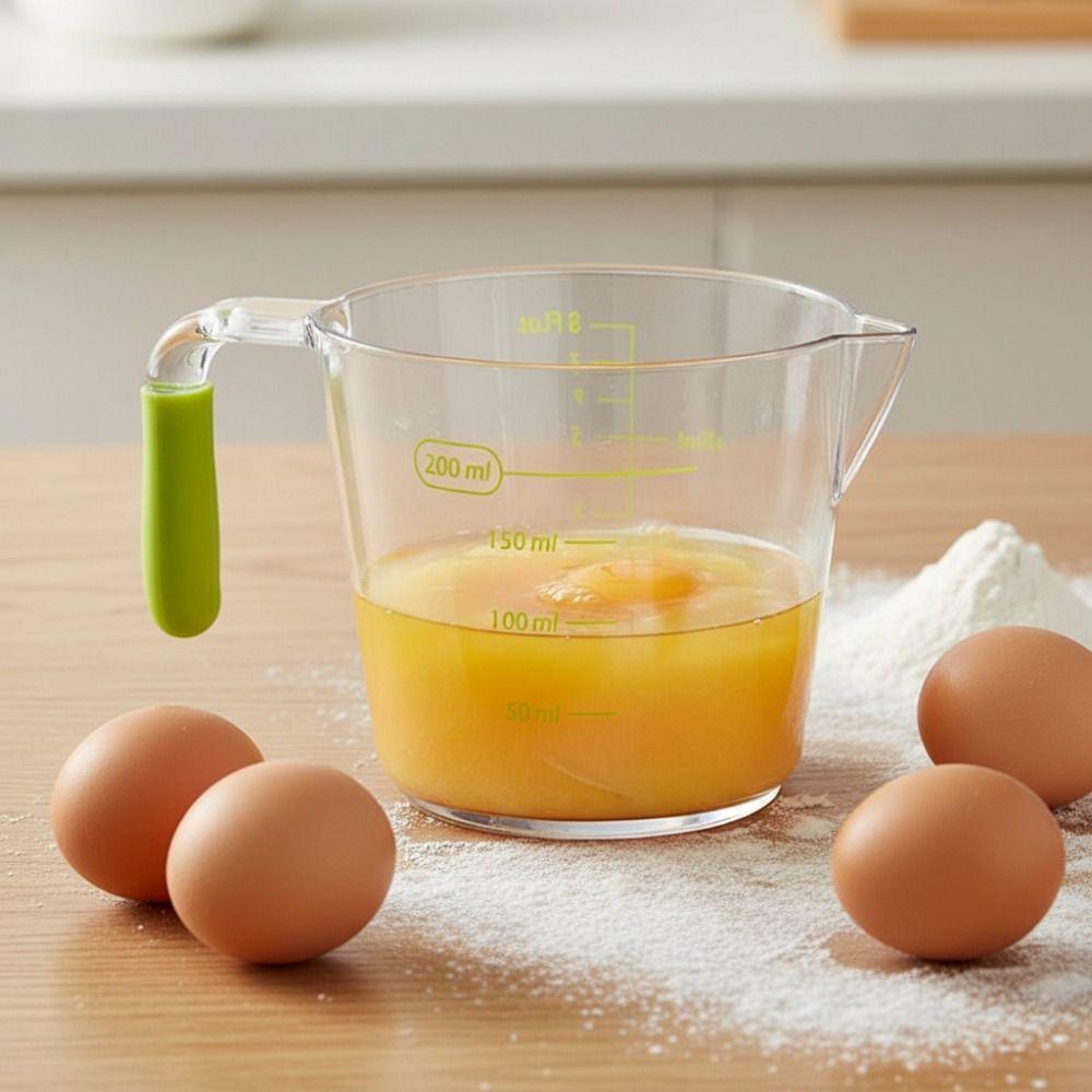 3pcs/set Stackable Plastic Measuring Cups Set Clear Non-slip Handle Baking Measuring Cup V-shaped Flow Guide with Scales