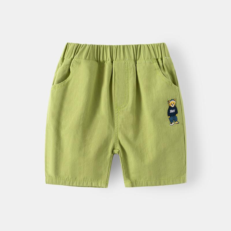 

Детские летние брюки 3/4, шорты кэжуал с вышивкой «Мишка Тедди» для мальчиков, свободные шорты, трендовые 140 зелёный