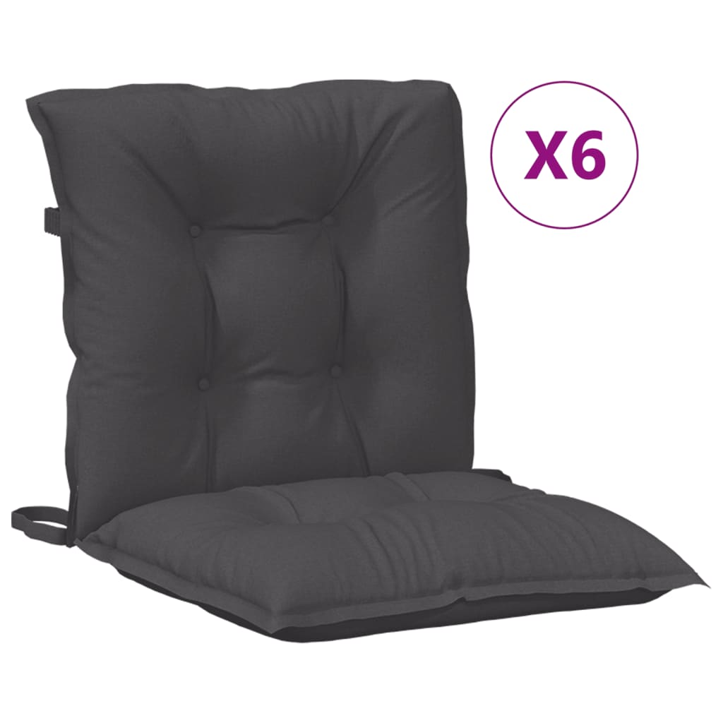 Low Back Chair Cushions 6 Pcs Melange Anthracite 100 X 50 X 7 Cm Fabric