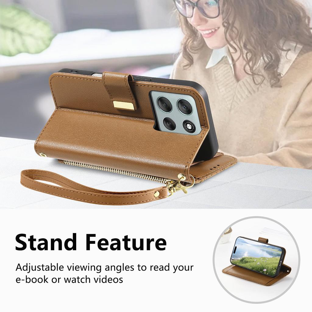 Floral Leather Wallet Case for Motorola Moto E15/G05/G15/G75/G85...Vintage All-in-One Card Holder w/Stand, Magnetic Closure & Wrist Strap