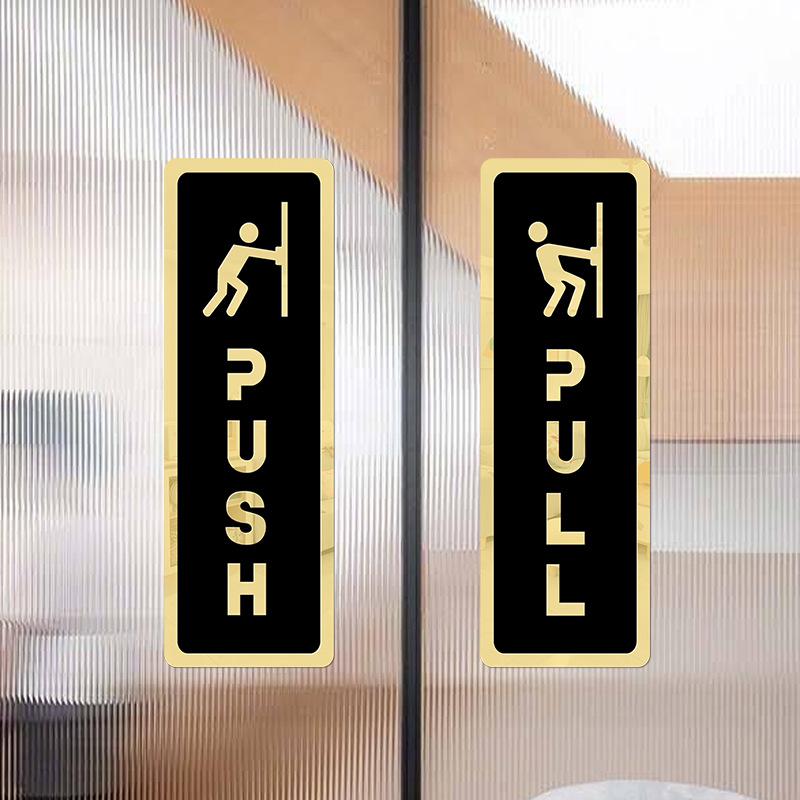 Acrylic 3D Door Sign for Kitchen or Toilet - Sliding Glass with Push/Pull Sticker