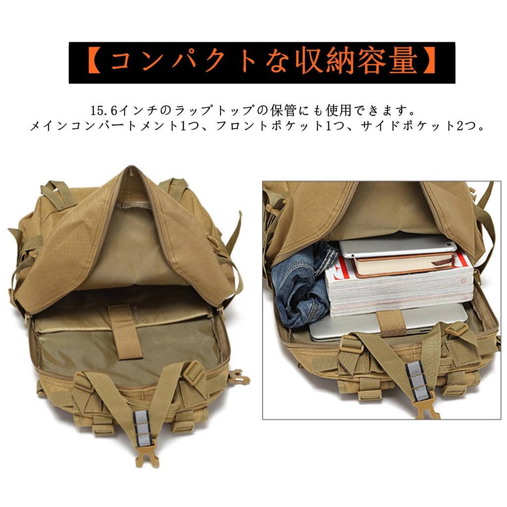 [LFNOLY] Men's Hiking Backpack, Military Style, 30L Large Capacity Backpack, Fits 15.6-inch Laptop, Breathable, Multifunctional, Travel Bag, Camping