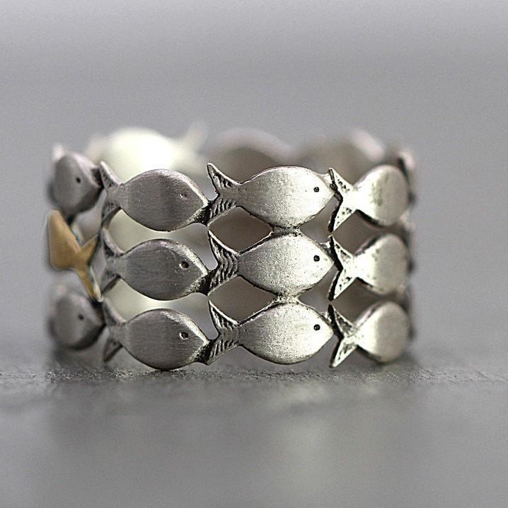 Handmade Two-Color European & American Open Fishnet Ring