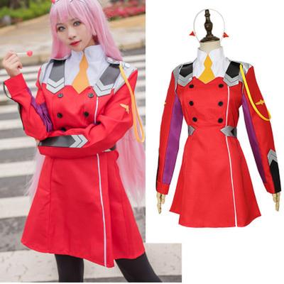 02 zero dois cosplay traje querido no franxx cosplay dfxx feminino traje conjuntos completos vestido headwear perucas