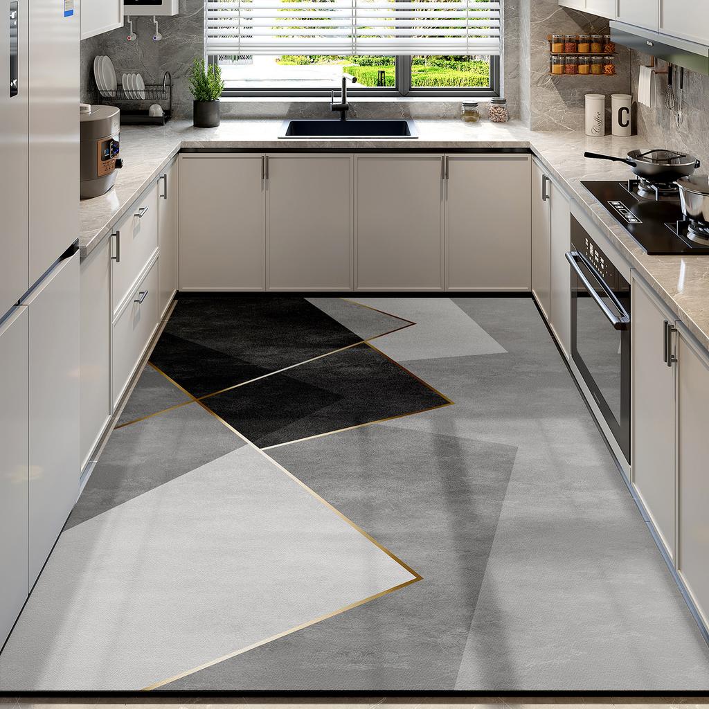 New kitchen floor mat, large-area, full-coverage, stain-resistant, diatomaceous earth, non-slip, water-absorbing, oil-absorbing, quick-drying
