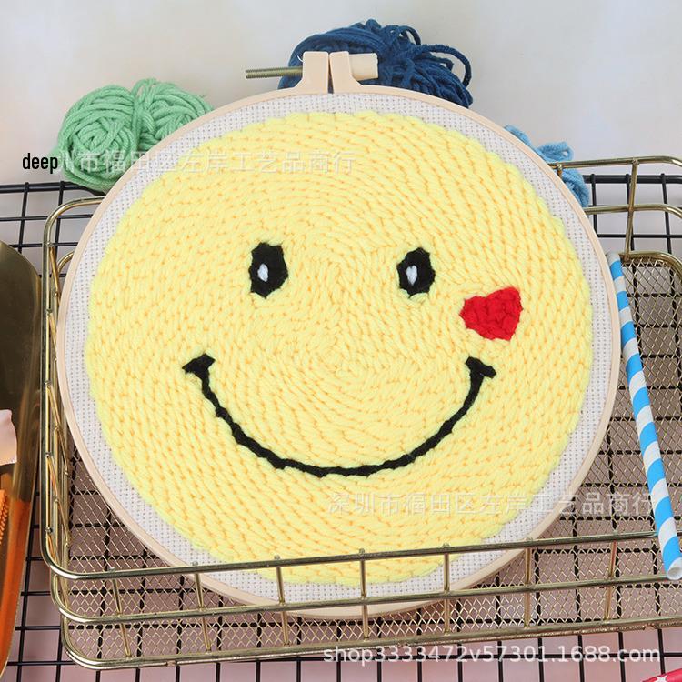Russian Punch Needle Beginner DIY Wool Embroidery Kit – Handmade Material Pack for Embroidery Stool.