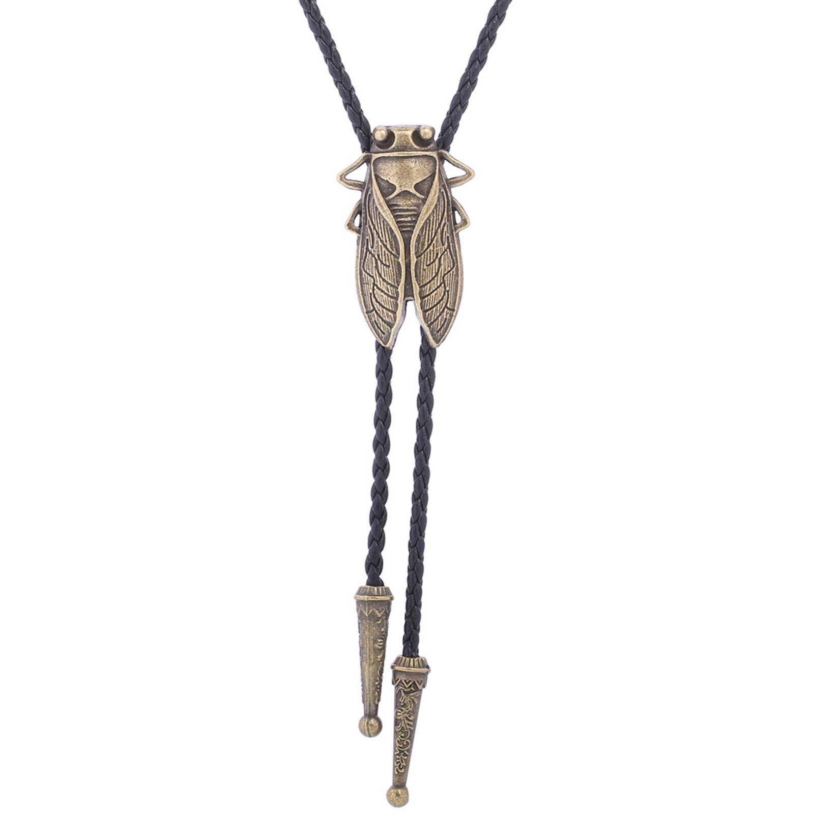 

Элегантный черный галстук-боло с подвеской в виде цикады, ковбойский галстук с цикадой, западное ожерелье, крутой галстук-боло, западный ковбойский костюм 2