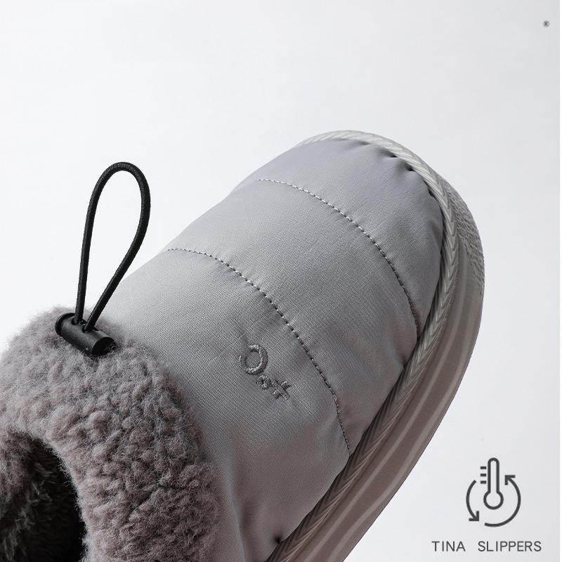 Fashion Crestar Women Fur Cotton Shoes Fashion Outdoor Waterproof Down Men Cotton Slippers Winter Indoor Warm Non-slip House Fluffy Shoe