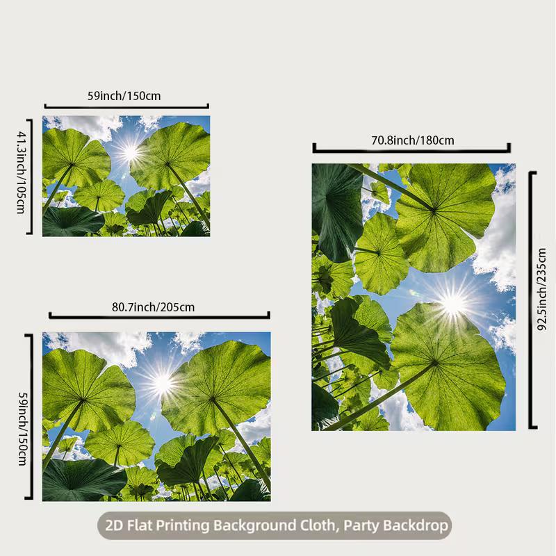 2D Green Lotus Leaves Sky Backdrop, Nature Themed Photography Background Banner
