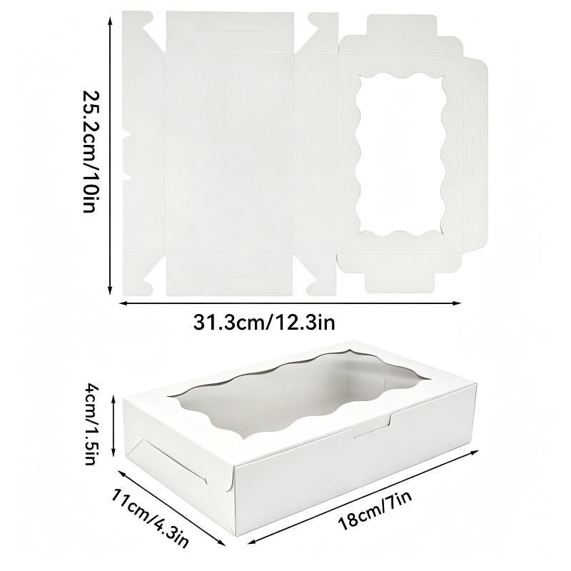 10Pcs Food Grade Kraft Paper Cake Boxes Rectangle Clear Open Window for Candy Wedding Favor Jewelry Packaging Party Supplies