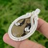 925 Sterling Silver Oval Septarian Gemstone Birthday Wire Wrapped Trendy Pendant