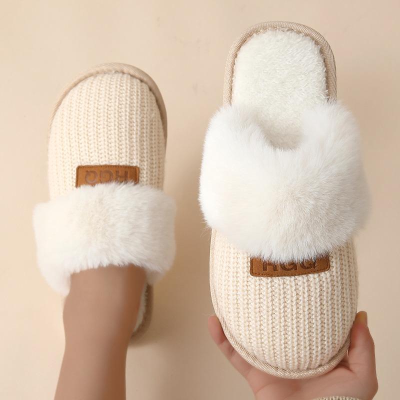 Winter Thermal Slippers Non-slip Men's Indoor Plush Cotton Slippers Home Slippers Women's Winter Wool Slippers