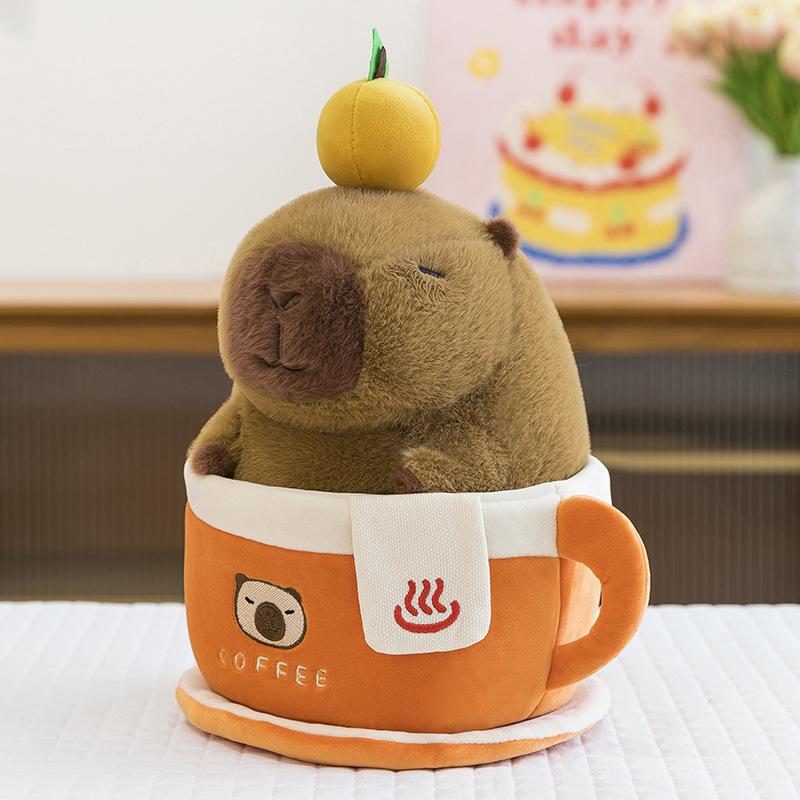 

Coffee cup capybara doll cute orange kapibara plush toy children s gift 25 cm 0.22kg