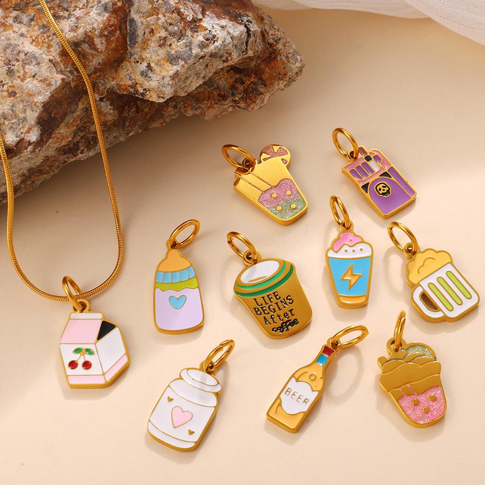 Colorful Enamel Beverage Pendant - Sweet Girl Fashion Jewelry