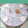 Table Tablecloth Waterproof Cover Round With Elastic Edges Marble Pattern Fitted Table Cover