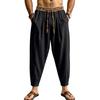 Men's Linen Loose Fit Color Wide Leg Pants with Tapered Hem for Business Casual