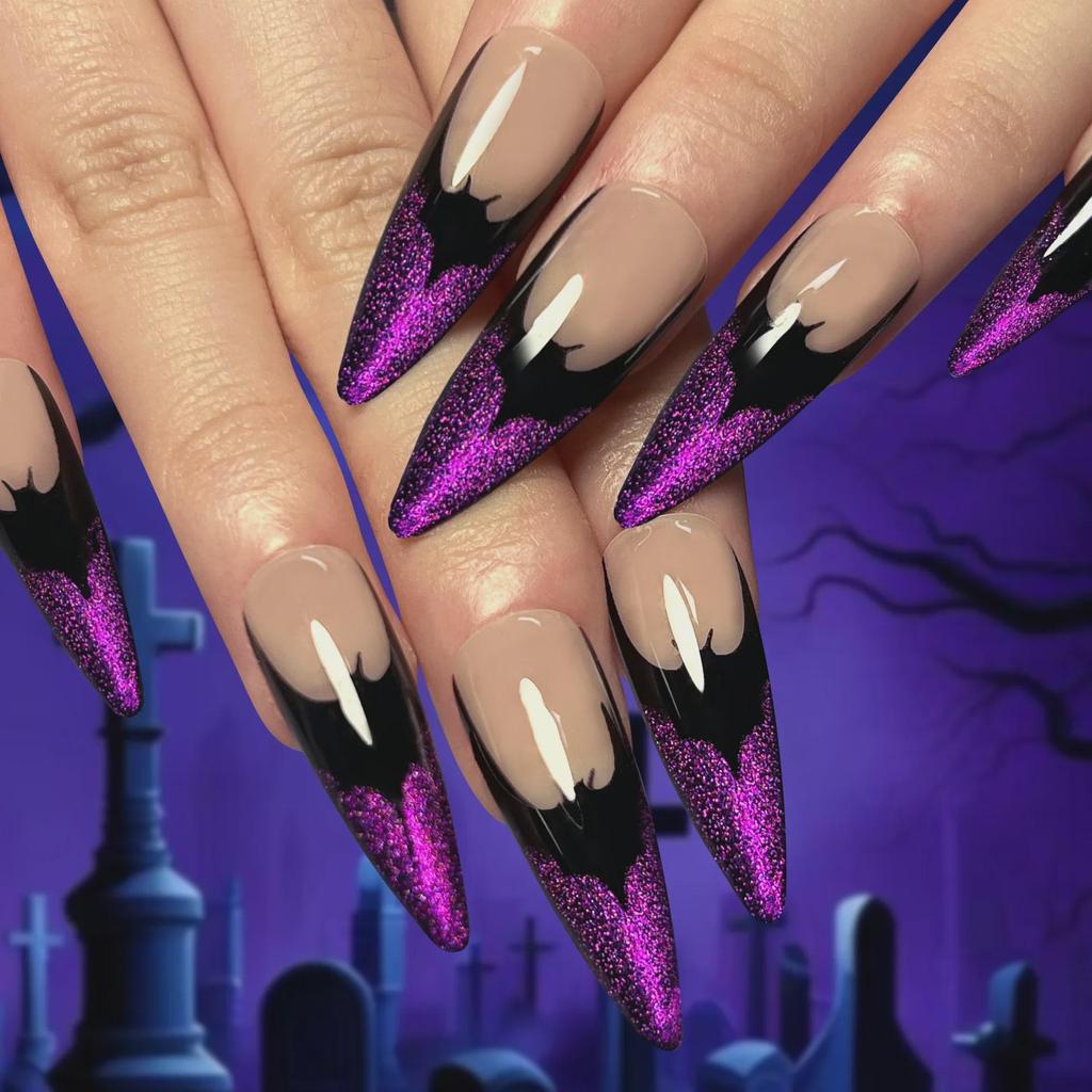 3D Gradient Cat Eye Halloween Nail Art Patches - Wearable European and American Style False Nails