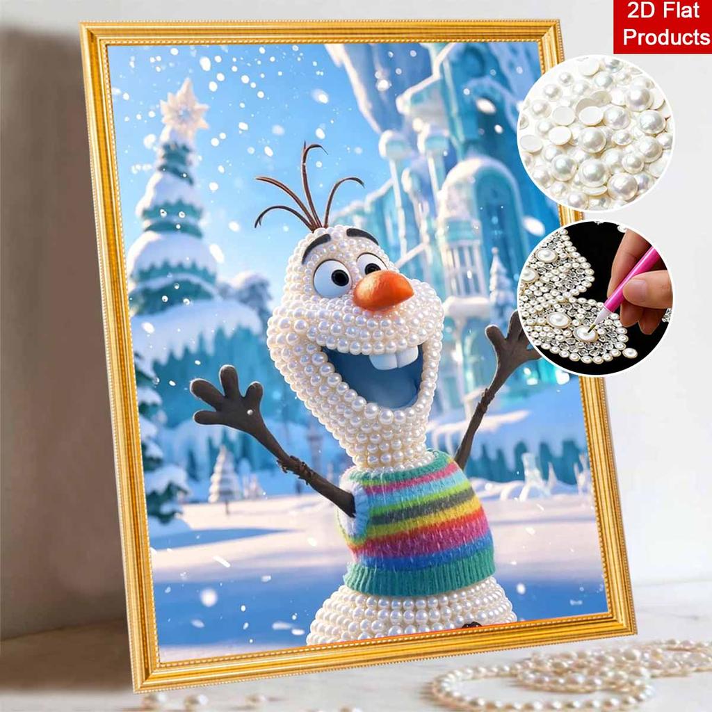 Disney DIY Pearl Art Olaf Themed Creative Pearl Painting Decorative Wall Art Creative Ornament Gift for Friends Desktop Decor